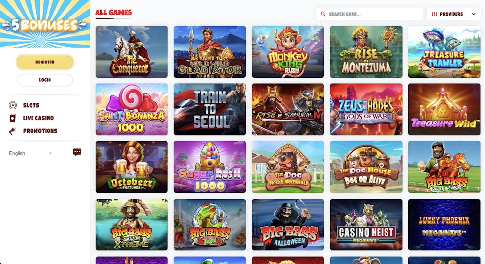 5bonuses casino home page