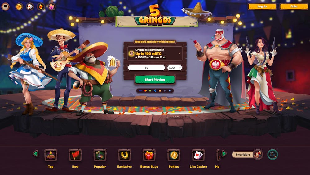 5 Gringos Casino homepage