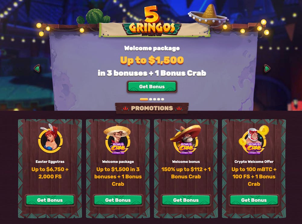 5 Gringos Casino welcome bonus