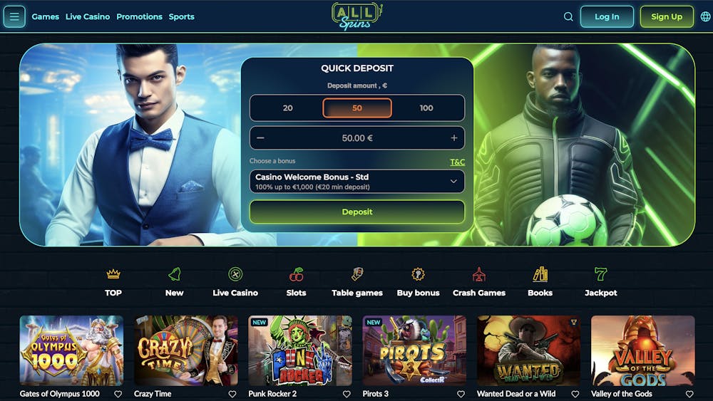 allspins casino home page