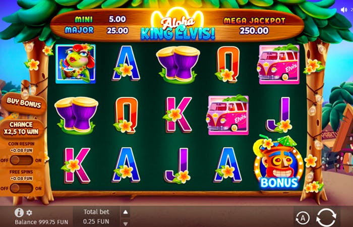 aloha king elvis main gameplay with wild and regular symbols