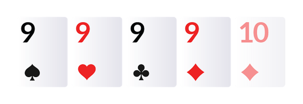 four of a kind poker hand with four 9s