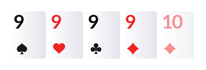 four of a kind poker hand with four 9s