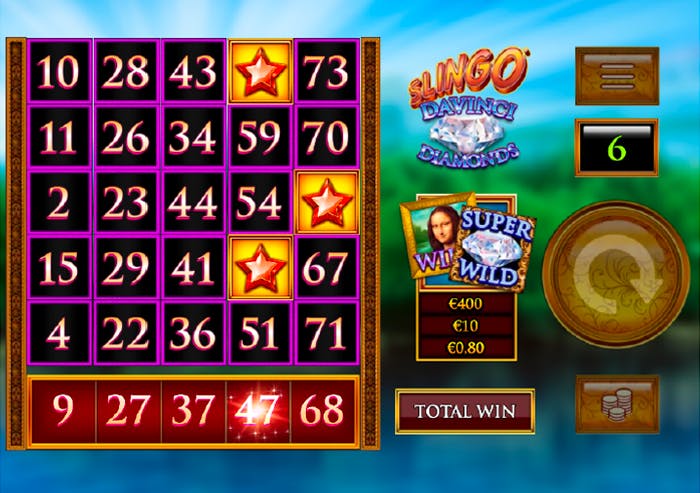 Slingo Da Vinci Diamonds playing grid