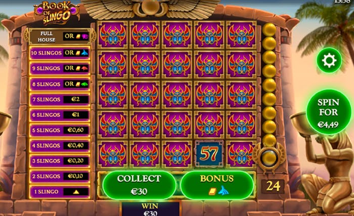 Book of Slingo playing grid