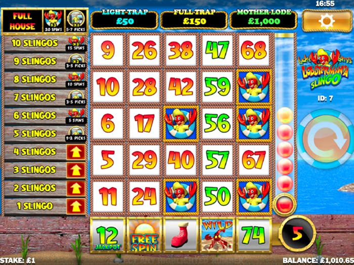Lucky Larry's Lobstermania Slingo playing grid