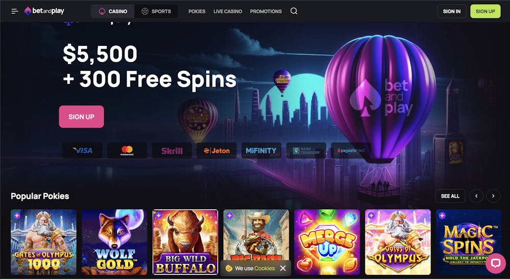 bet and play casino home page