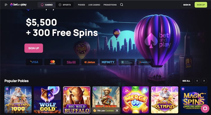 bet and play casino home page