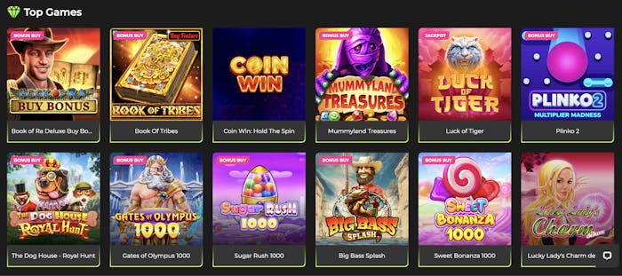 A view of the Betovo casino games selection, including Fruit Million, Book of Ra Deluxe, and Sticky Coin, showcasing a variety of games available for play.