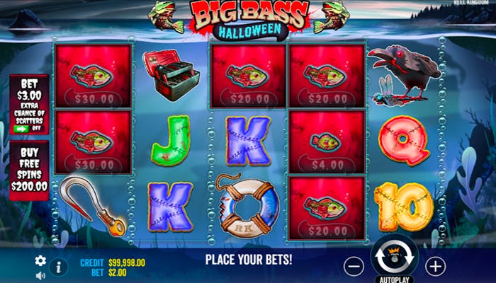 big bass halloween reel with various symbols