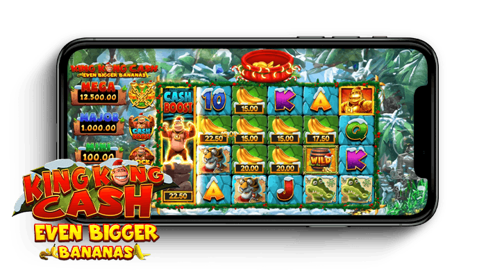Mobile device showing the reels of King Kong Cash Even Bigger Bananas Christmas edition