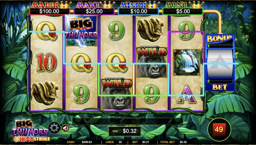 big thunder slot paylines