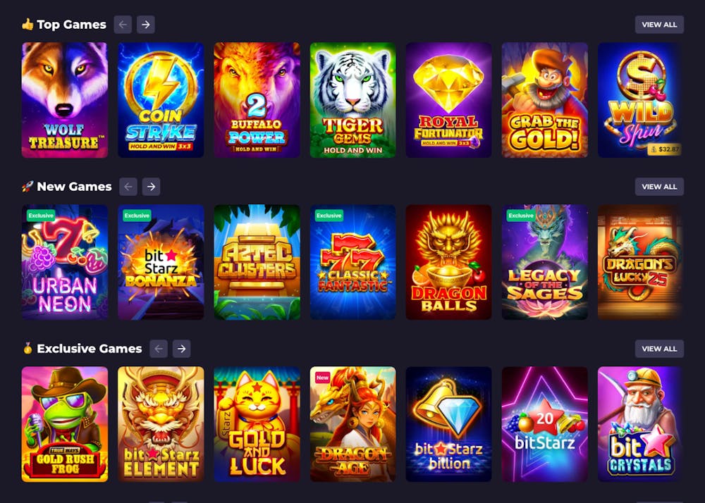 Bitstarz Casino games selection