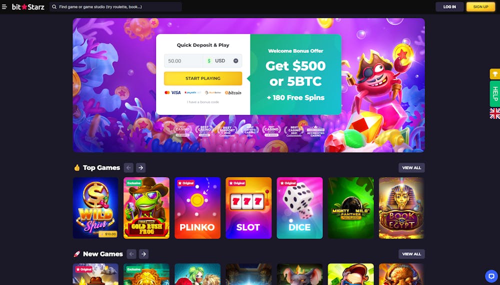 Bitstarz Casino home page