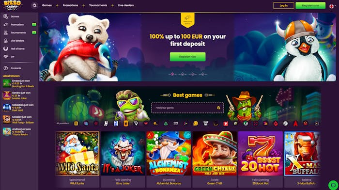 Bizzo Casino main page