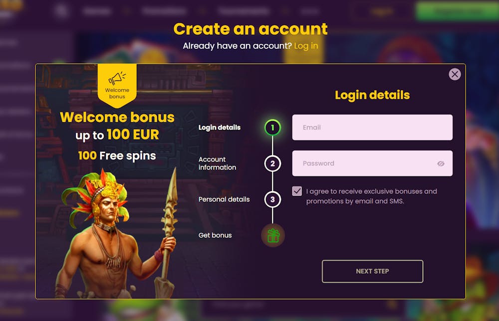 Bizzo Casino account registration