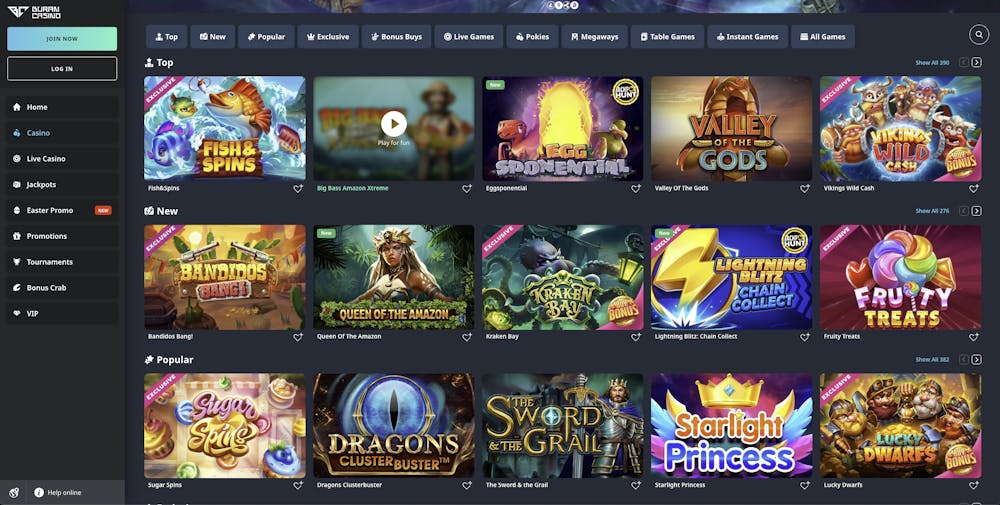 buran casino games