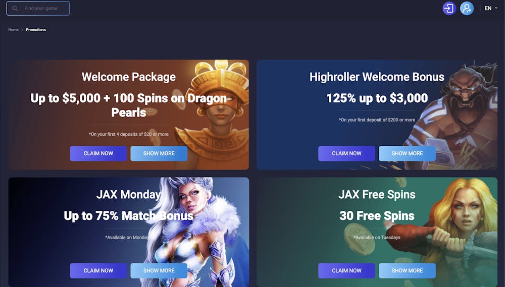 casino jax sign up bonus