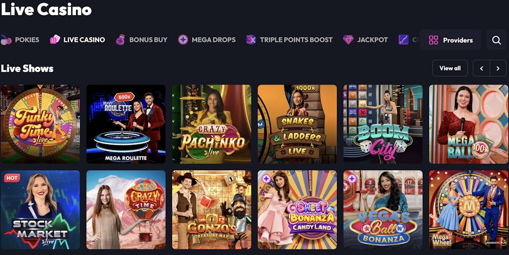 collectionofthemostpopularlivecasino games at spin fever