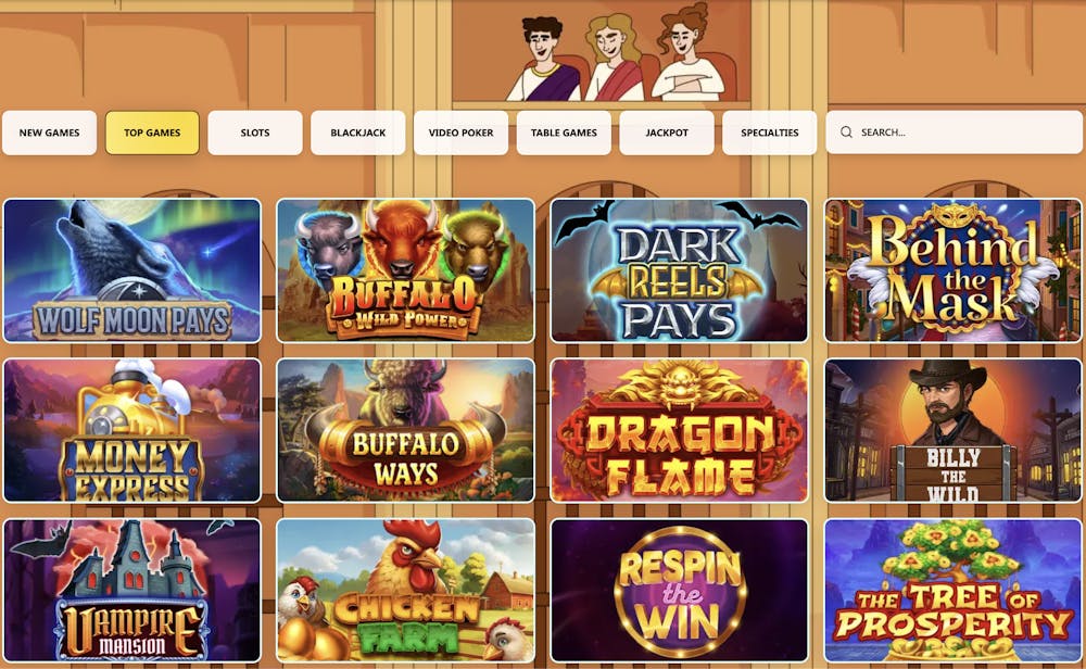 collection of the top featured casino games at slots empire casino