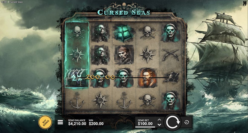 reels of the cursed sea slot by hacksaw gaming forming a winning combination