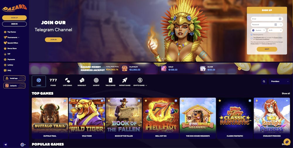 dazard casino home page