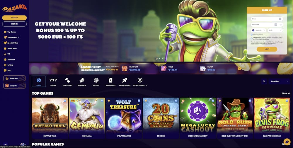 dazard casino sign up bonus