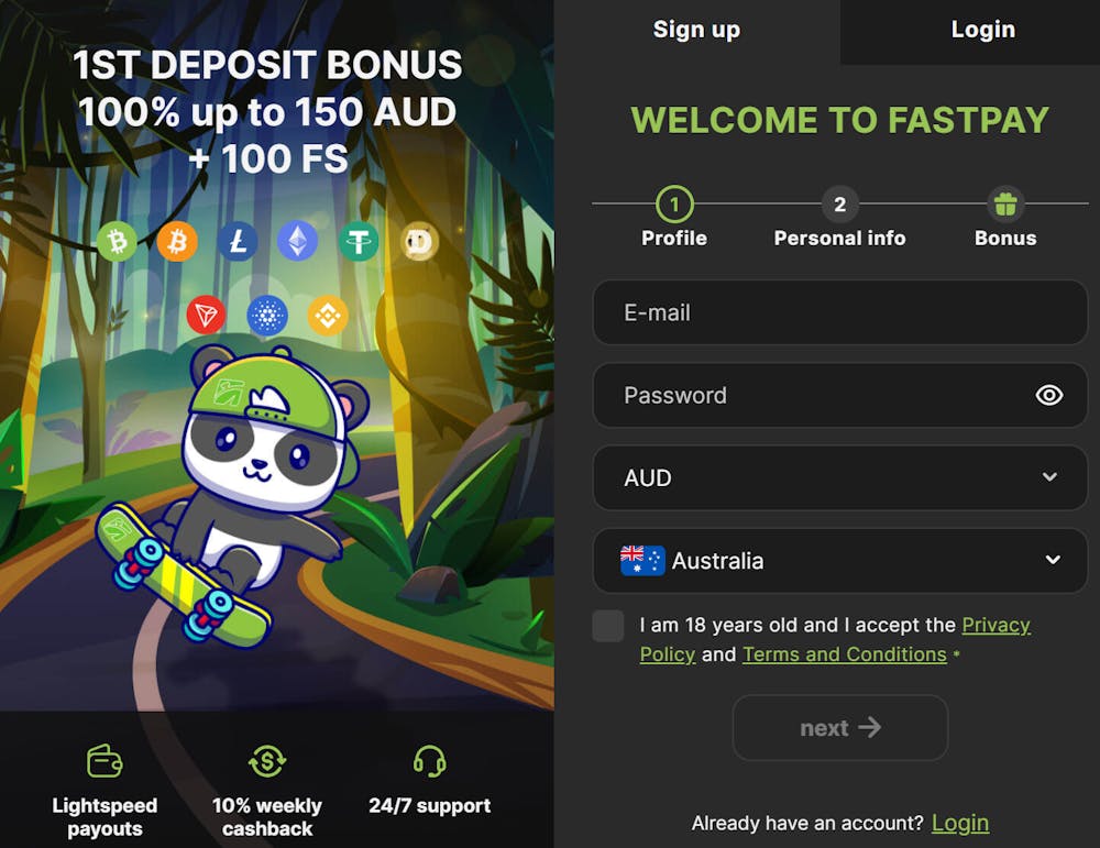 fast pay welcome bonus &amp; signup