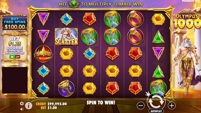 Grid of popular Pragmatic Play pokie Gates of Olympus 1000