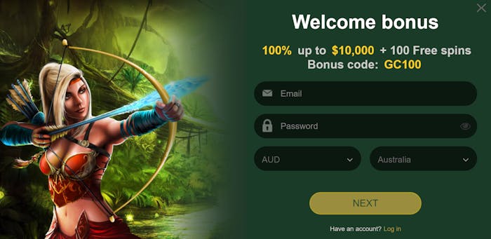 account registration at Golden Crown Casino