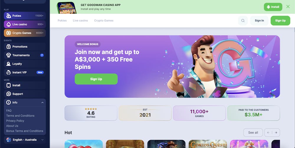 goodman casino home page