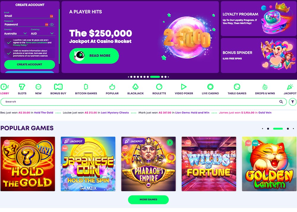 casino rocket homepage