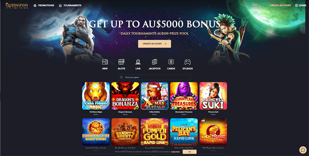 queenspins casino home page