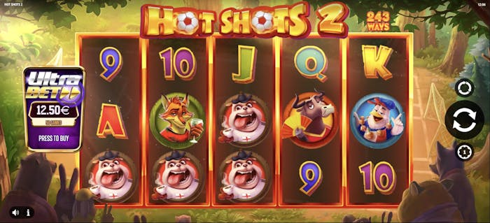 Volatility in Hot Shots 2 is rated high, favouring players with a larger bankroll that like a riskier pokie.
