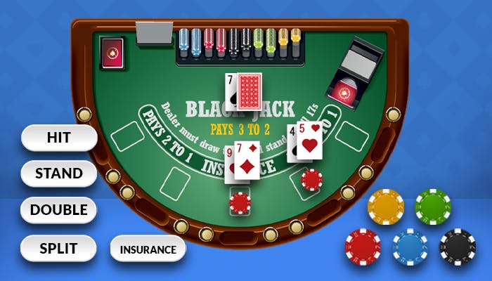 blackjack table layout shower player actions
