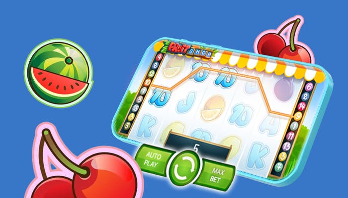 pokie features shownig payline and play button