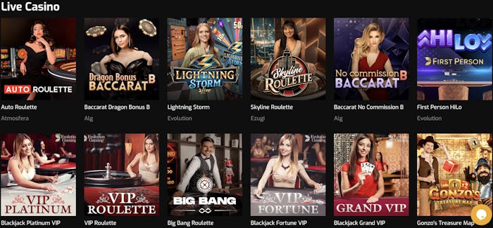 hugo casino live games