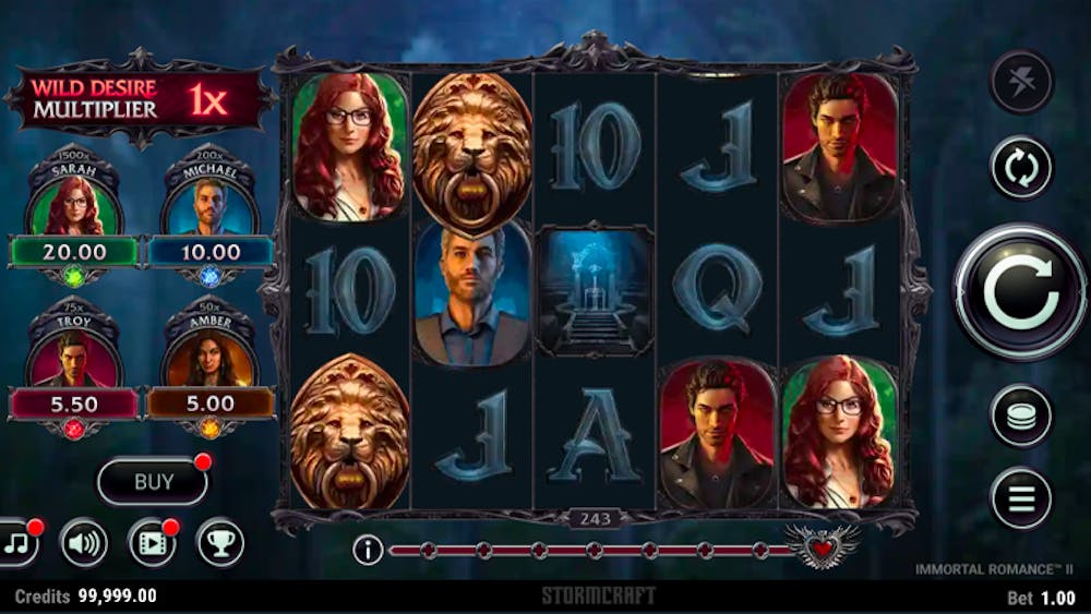 A dark, gothic-themed pokie screen for 