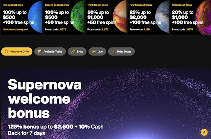 just casino sign up bonus