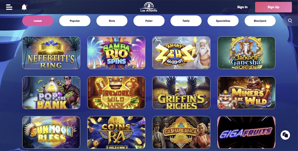 las atlantis casino games