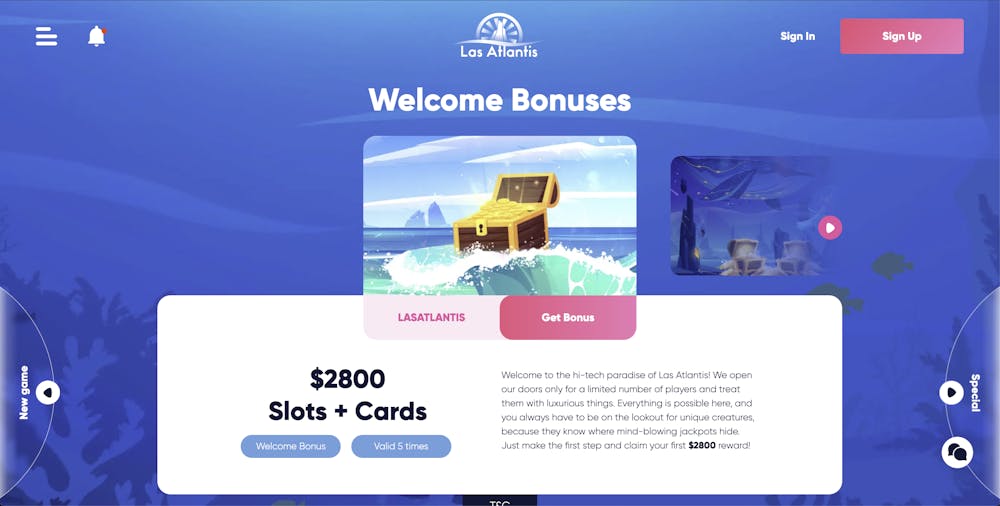 las atlantis casino sign up bonus