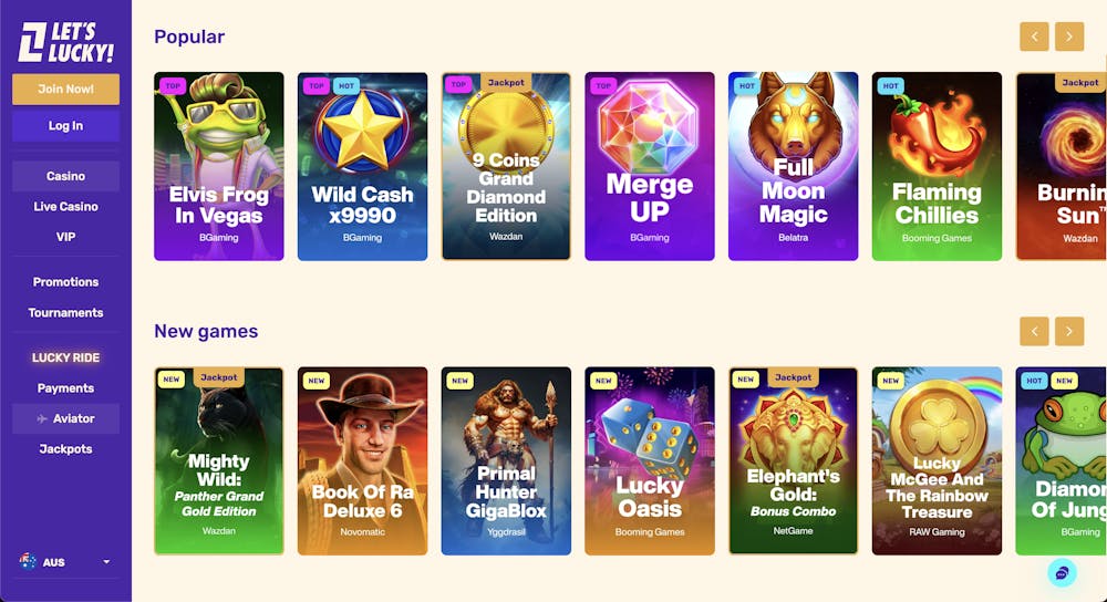 lets lucky casino games