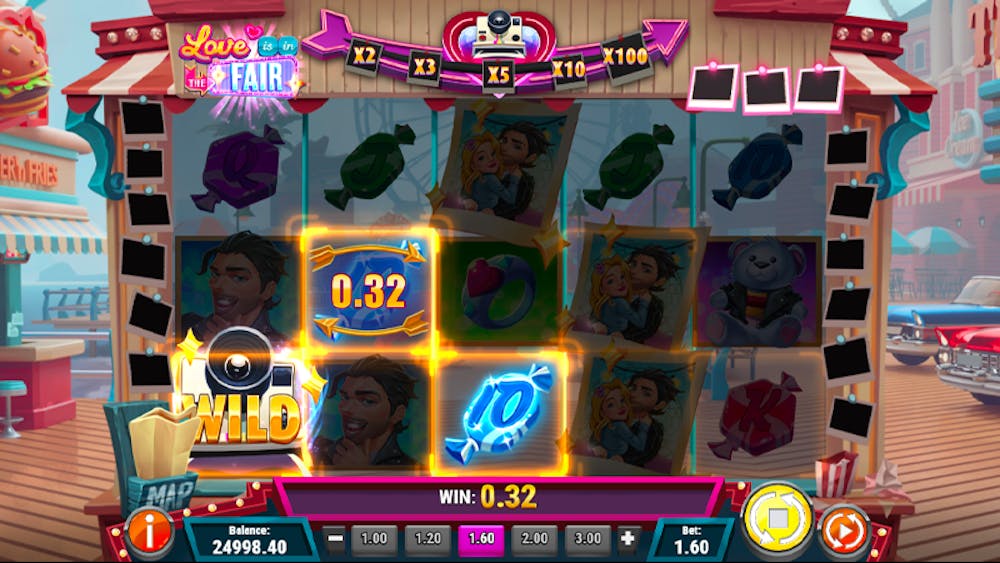 A colorful carnival-themed online pokie, 