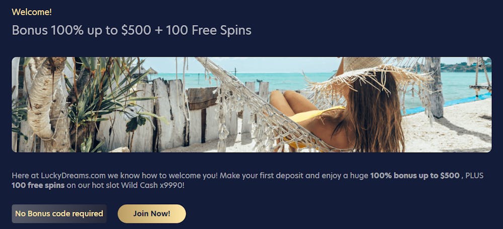 Lucky Dreams Casino welcome bonus