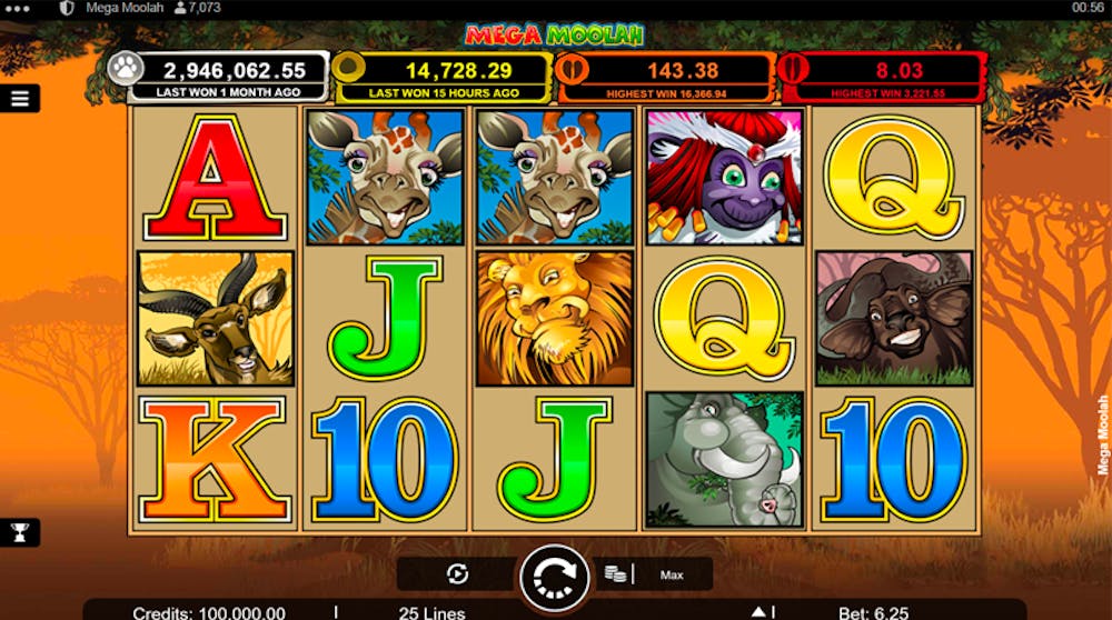 Mega Moolah slot reel