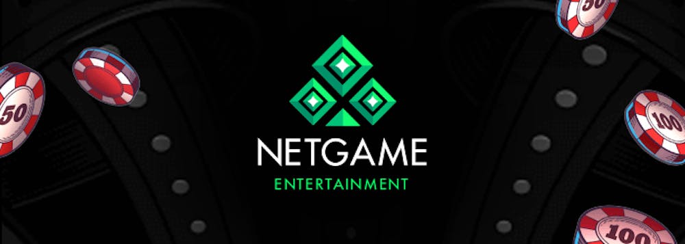 net game logo with green diaomonds and poker chips in the background