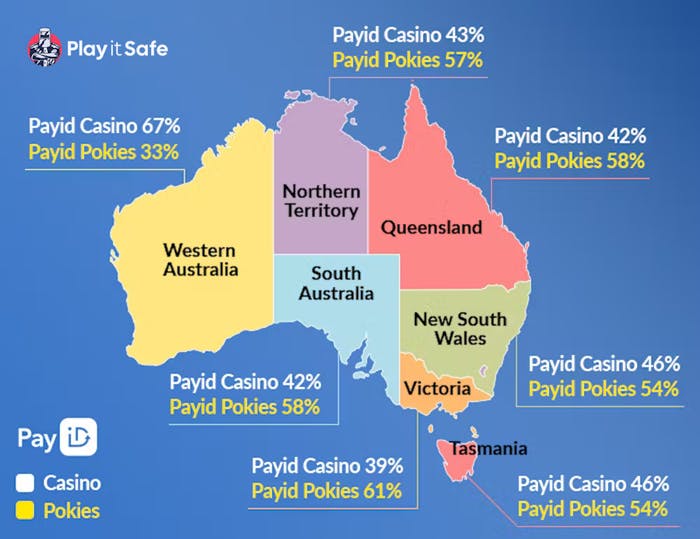 map of australia showing pay id casinos