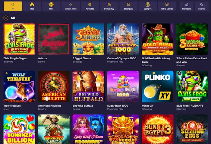 Playfina Casino games selection