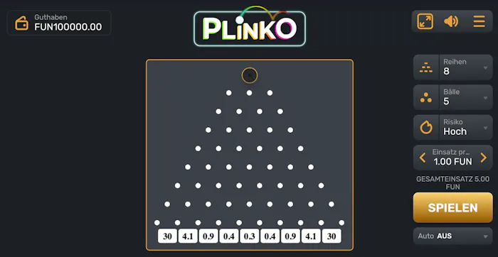 Online plinko game board