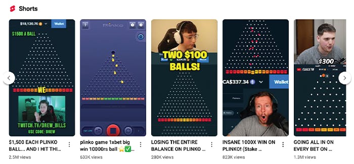 A sample of some of the many streamers on YouTube who play Plinko online